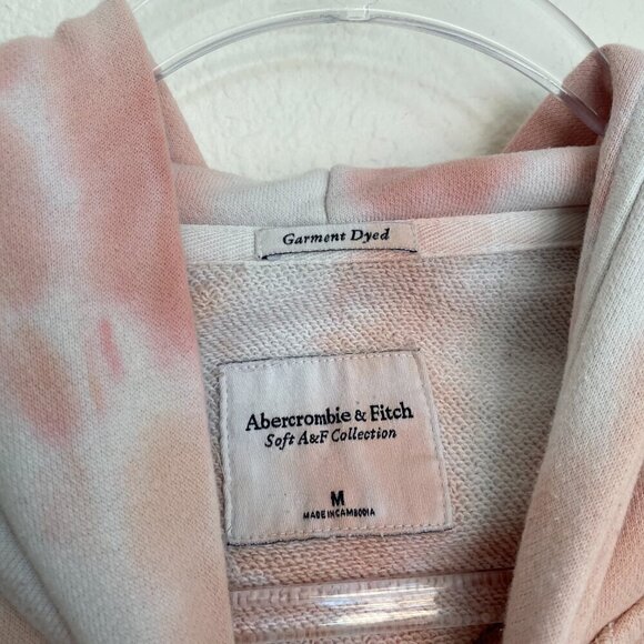 Abercrombie & Fitch Garment Dyed Tie-Dye Soft A&F Hoodie Blush Pink/White - Picture 5 of 8